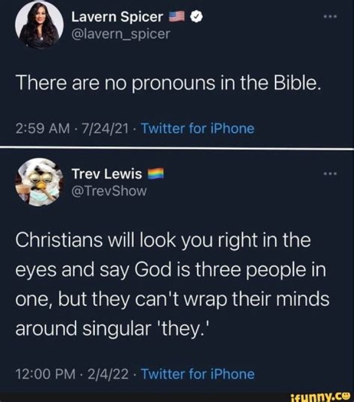 
Is it true that the Bible doesn’t have any pronouns? Lavern Spicer’s Tweet Makes People Wonder 